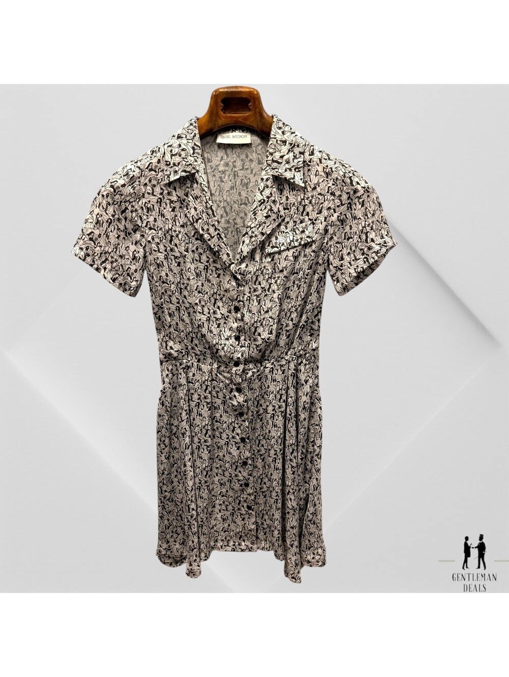 Rachel Antonoff People Print silky Shirt Dress Camp Collar 4 Polyester